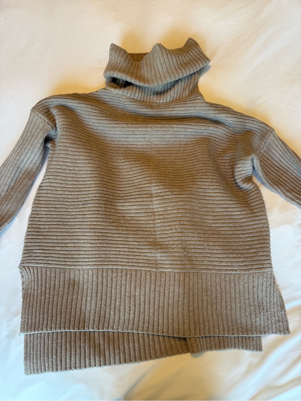 Allison Joy Ribbed Turtleneck Sweater in Taupe